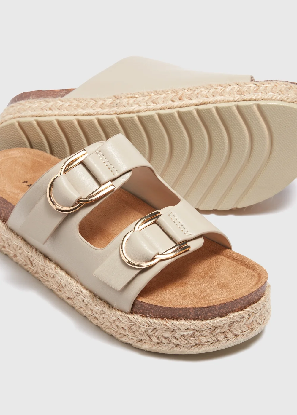 Stone Textured Double Buckle Footbed Sandals - Size 3 Image 2