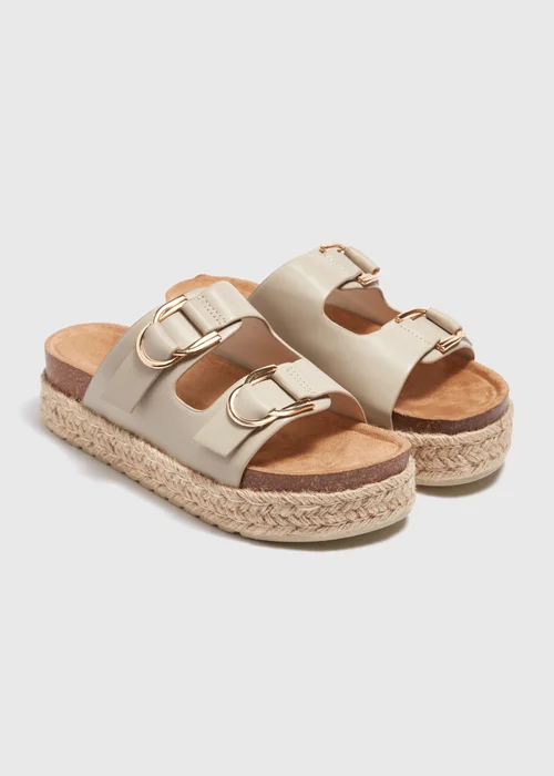 Stone Textured Double Buckle Footbed Sandals - Size 3 Image 1