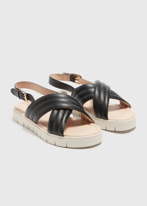 Soleflex Black Cross Strap Sandals - Size 3 Image 1