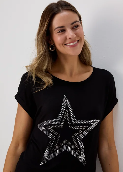 Black Glitter Star T-Shirt - 8 Image 3