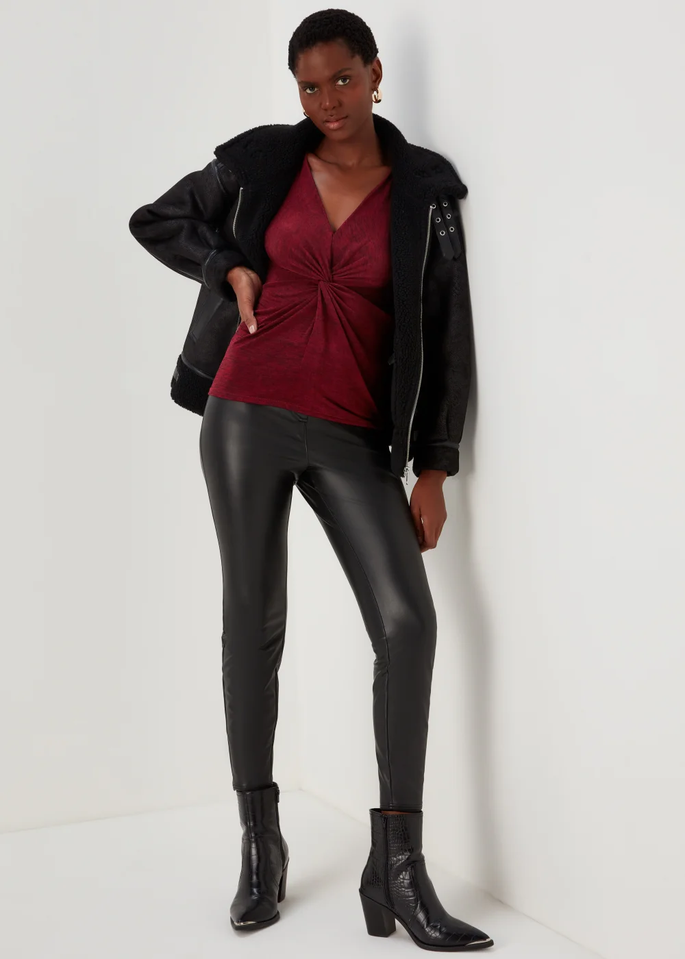 Burgundy Front Knot Top - 8 Image 4