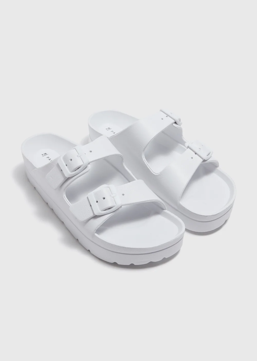White Chunky Double Buckle Sandals - Small Image 1