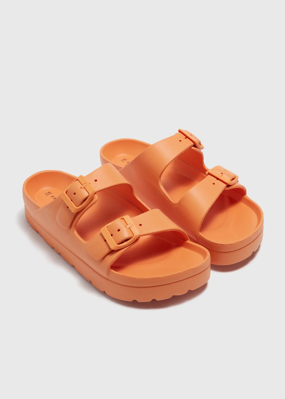 Orange Chunky Double Buckle Sandals - S Image 1