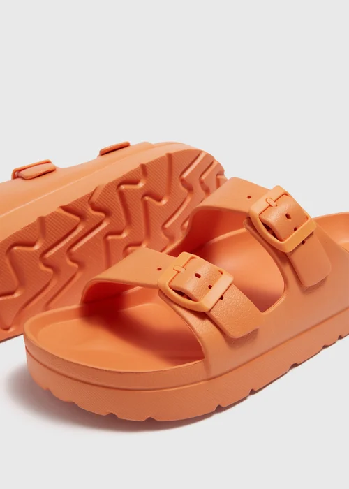 Orange Chunky Double Buckle Sandals - S Image 2