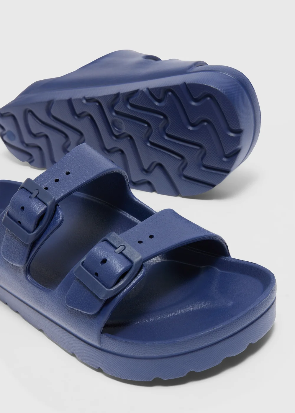 Navy Chunky Double Buckle Sandals - Small Image 2