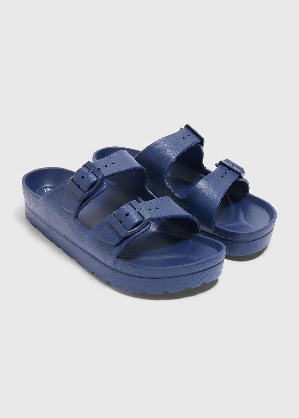Navy Chunky Double Buckle Sandals - Small Image 1