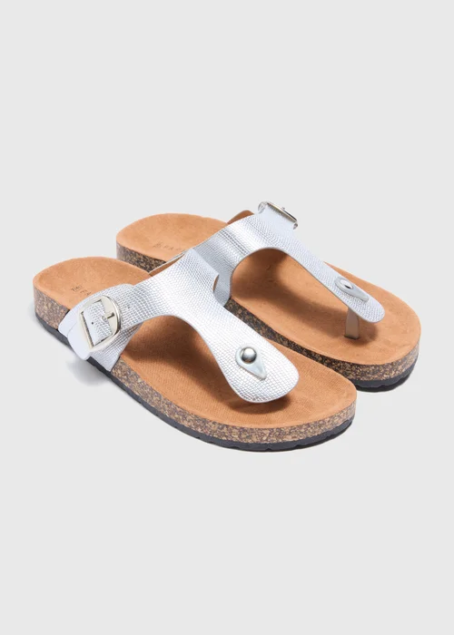 Silver Footbed Sandals - Size 3 Image 1