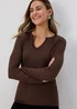 Brown Notch Neck Rib Top - Size 8 Image 3