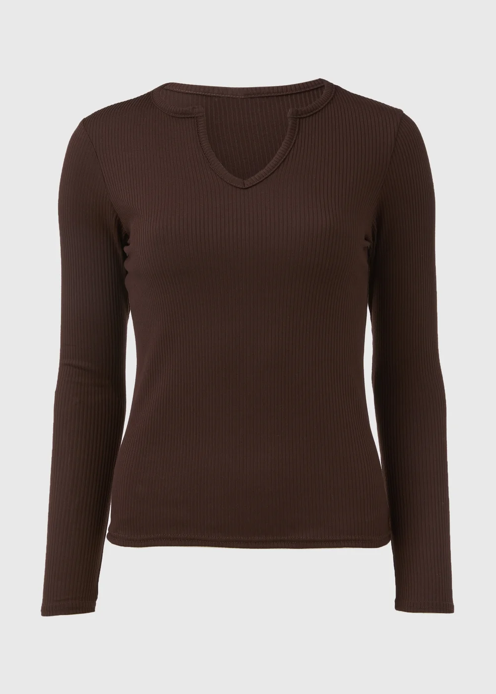 Brown Notch Neck Rib Top - Size 8 Image 5