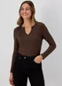 Brown Notch Neck Rib Top - Size 8 Image 1