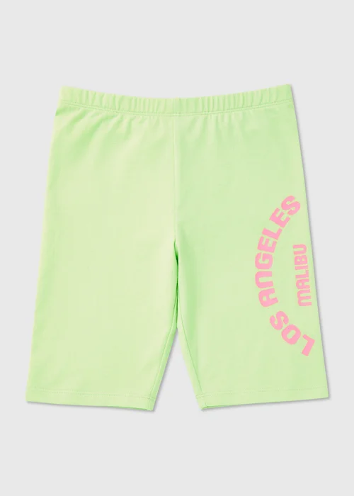 Girls Green Los Angeles Cycling Shorts (7-13yrs) - Age 7 Years Image 1