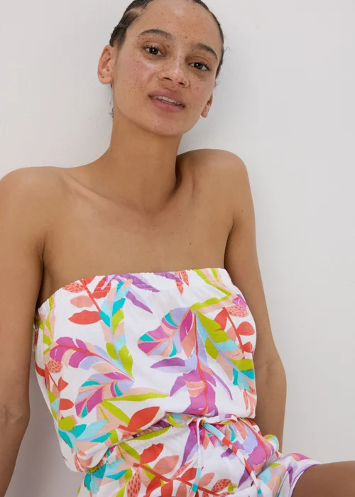 White Floral Print Playsuit - S Image 3