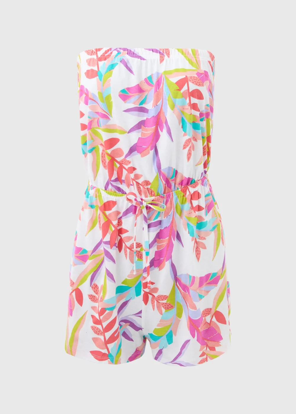 White Floral Print Playsuit - S Image 4