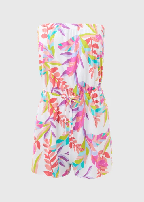 White Floral Print Playsuit - S Image 4