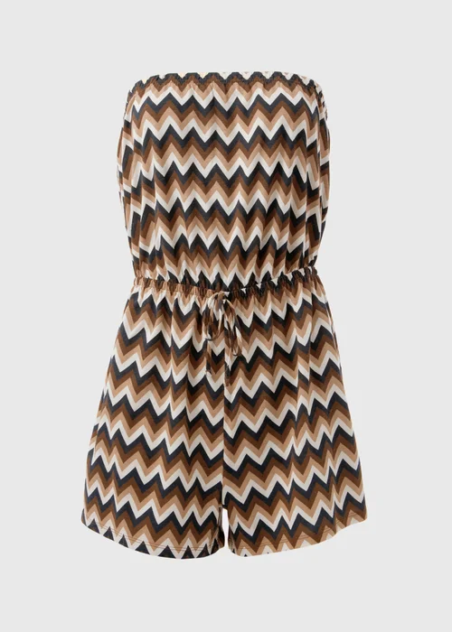 Beige Chevron Print Playsuit - S Image 5