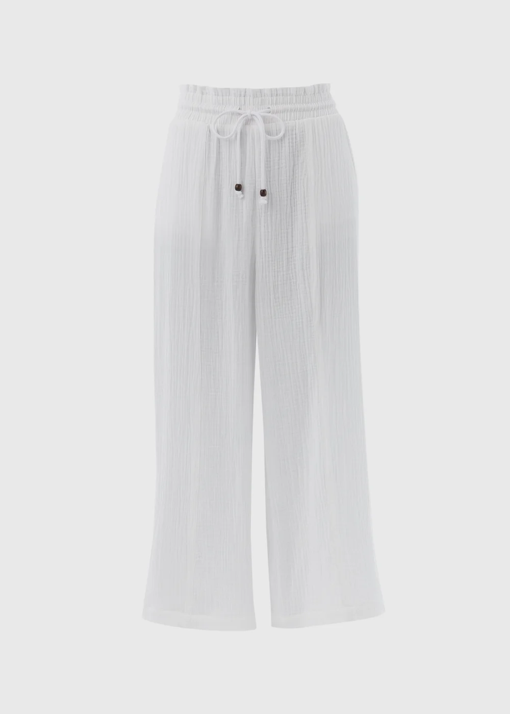 White Double Cloth Crop Trousers - 8 Image 1