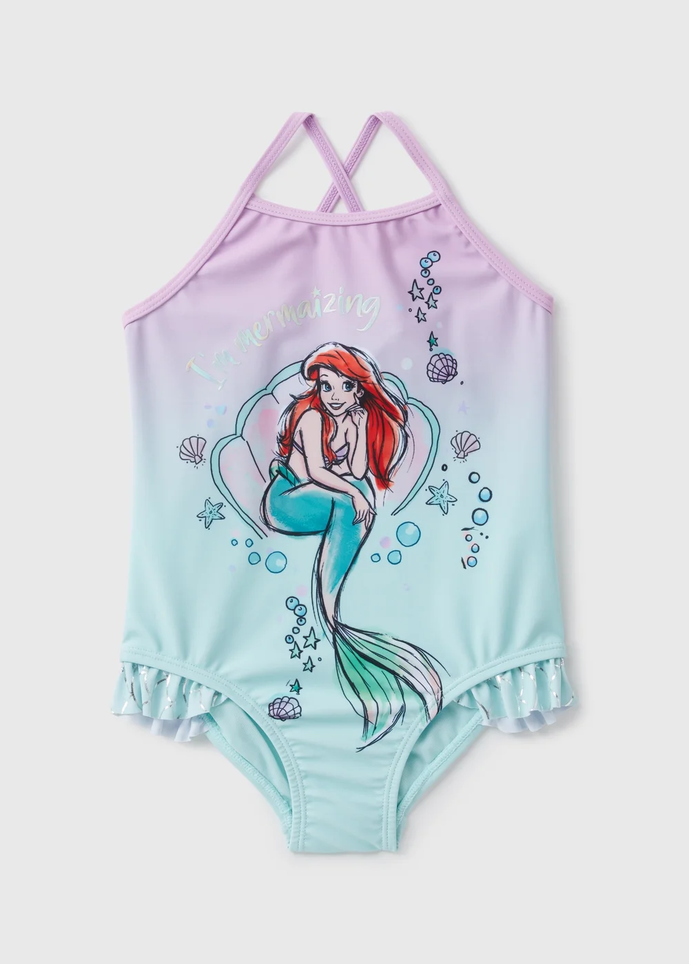 Disney Kids Green Ombre Ariel Swimsuit (1-7yrs) - 1 to 1 half years Image 1