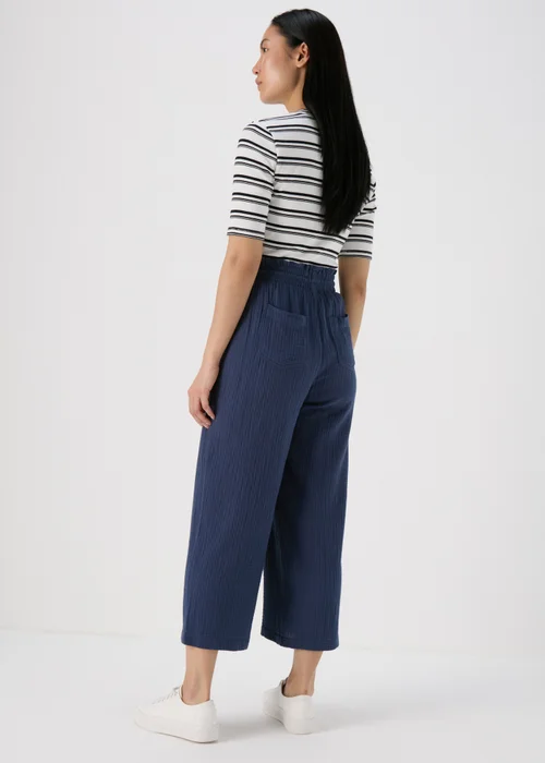 Navy Double Cloth Crop Trousers - 8 Image 2