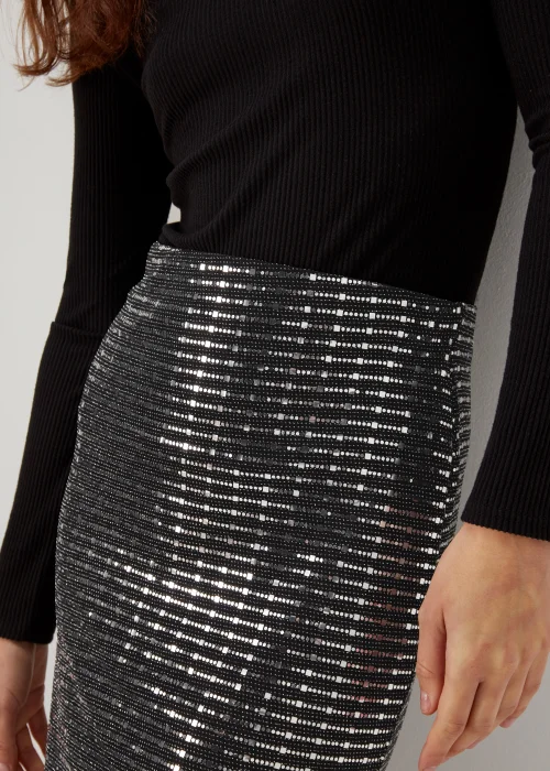 Silver Sequin Midi Skirt - 8 Image 3