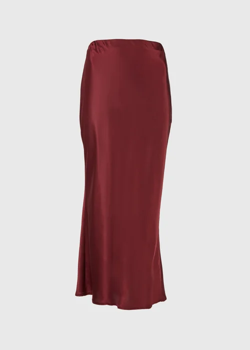 Burgundy Satin Midi Skirt - 8 Image 5