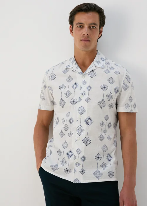 Ecru Embroidery Print Shirt - Small Image 1
