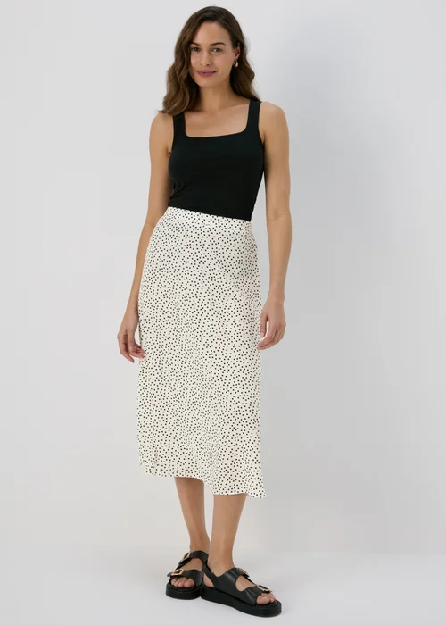 White Spot Design Flared Hem Midi Skirt - Size 8 Image 4