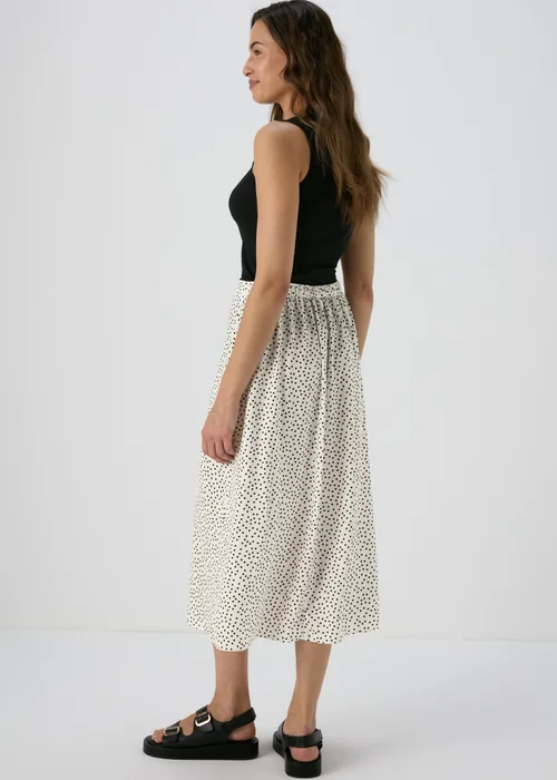 White Spot Design Flared Hem Midi Skirt - Size 8 Image 2