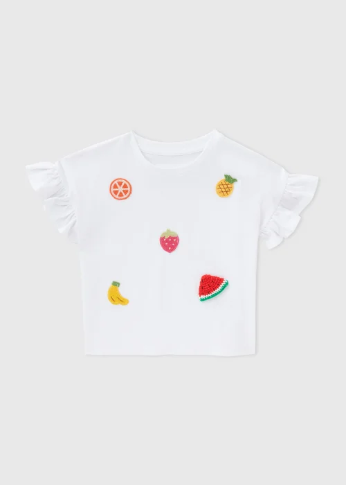 Girls White Fruit Crochet T-Shirt (1-7yrs) - 1-1.5 Yrs Image 1
