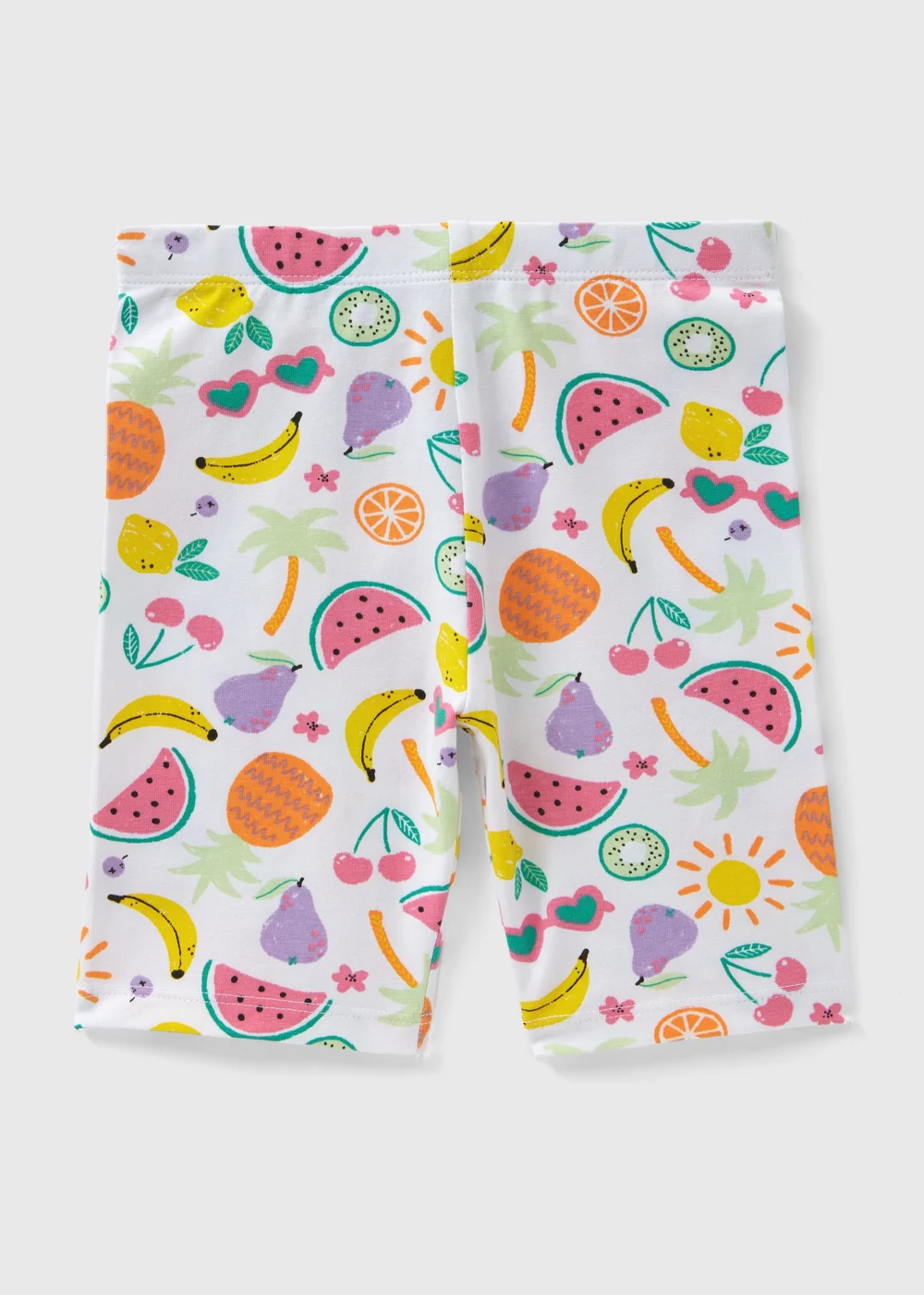 Girls White Fruit Salad Cycling Shorts (1-7yrs) - 1 half year to 2 Image 1