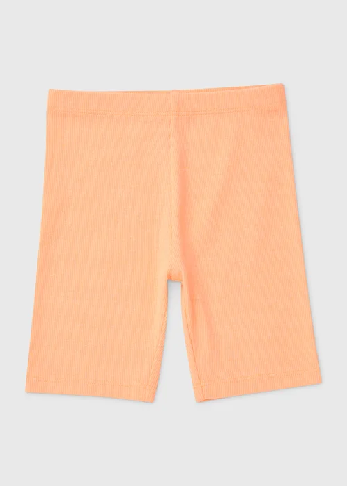 Girls Coral Orange Cycling Shorts (1-7yrs) - 1 half year to 2 Image 1