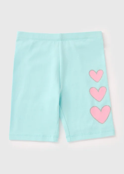 Girls Aqua Heart Cycling Shorts (1-7yrs) - 1 half year to 2 Image 1