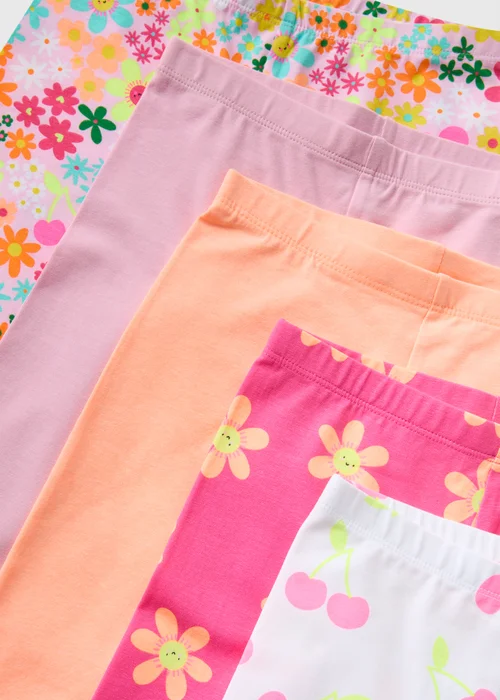 Girls 5 Pack Multicolour Floral Cycling Shorts (1-7yrs) - 1 half year to 2 Image 2