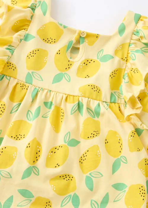 Girls Yellow Lemon Print Top & Shorts Set (1-7yrs) - 1-1.5 Yrs Image 2