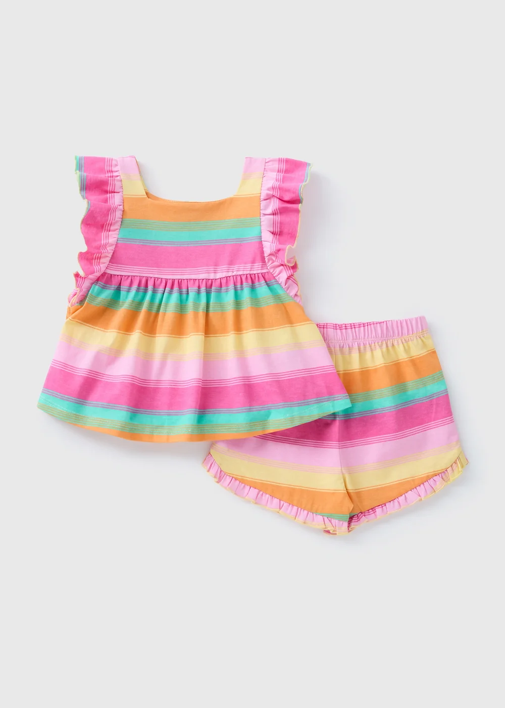 Girls Pink Stripe Top & Shorts Set (1-7yrs) - 1-1.5 Yrs Image 1