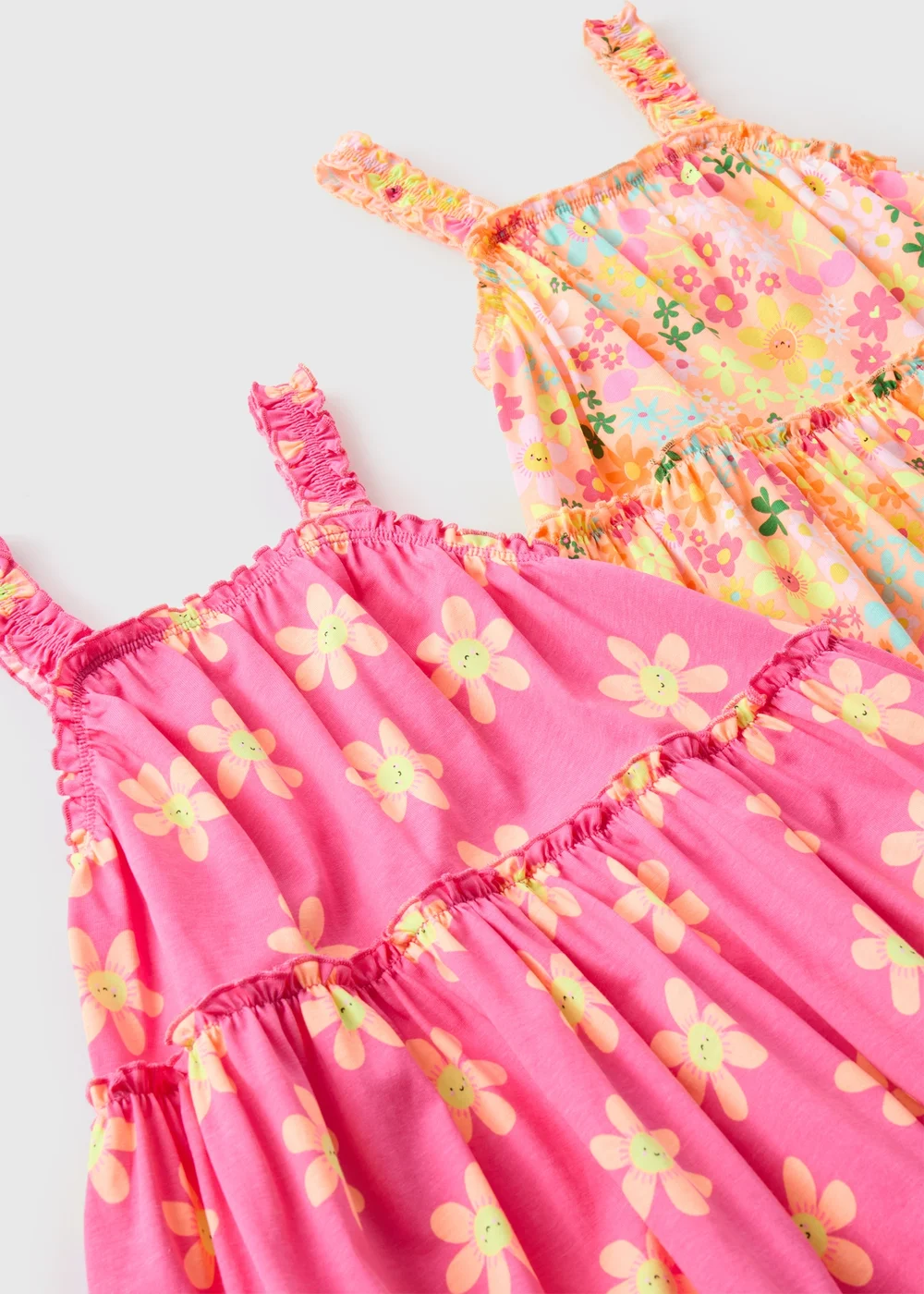 Girls 2 Pack Pink & Orange Floral Jersey Dress (1-7yrs) - 1-1.5 Yrs Image 2