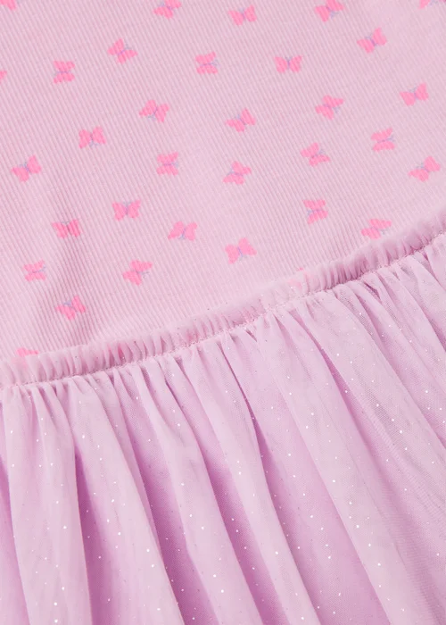 Girls Lilac Butterfly Mesh Ribbed Tutu Dress (1-7yrs) - 1-1.5 Yrs Image 2