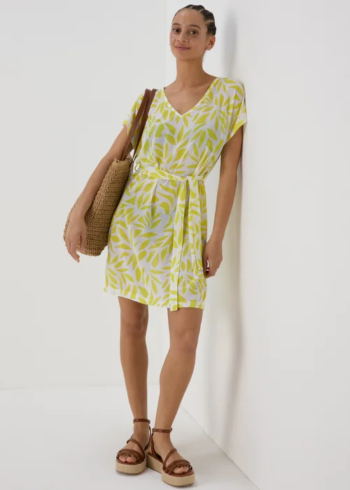 Lime Leaf Print Jersey Kaftan - XS Image 3