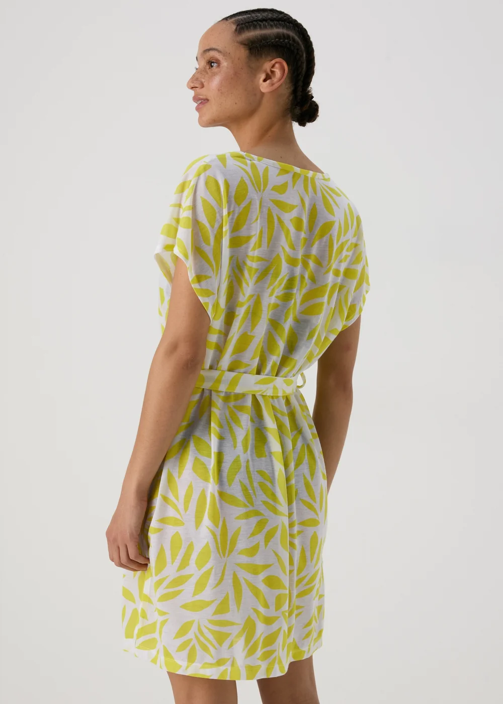 Lime Leaf Print Jersey Kaftan - XS Image 2