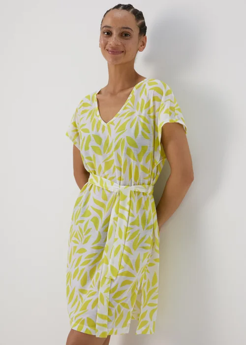 Lime Leaf Print Jersey Kaftan - XS Image 1