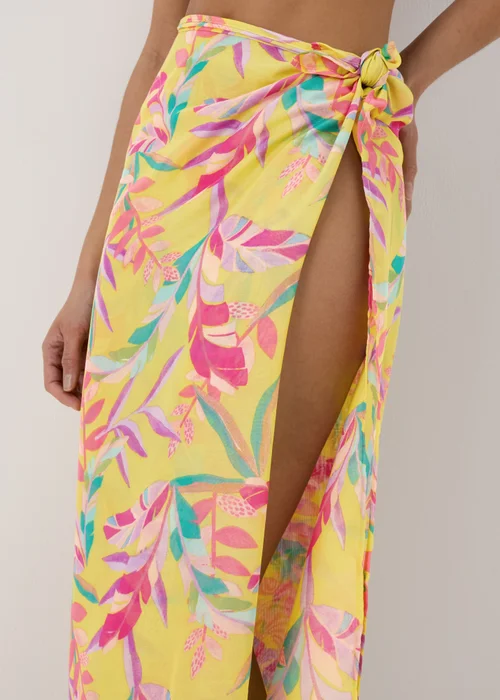 Multicolour Leaf Print Sarong - One Size Image 3