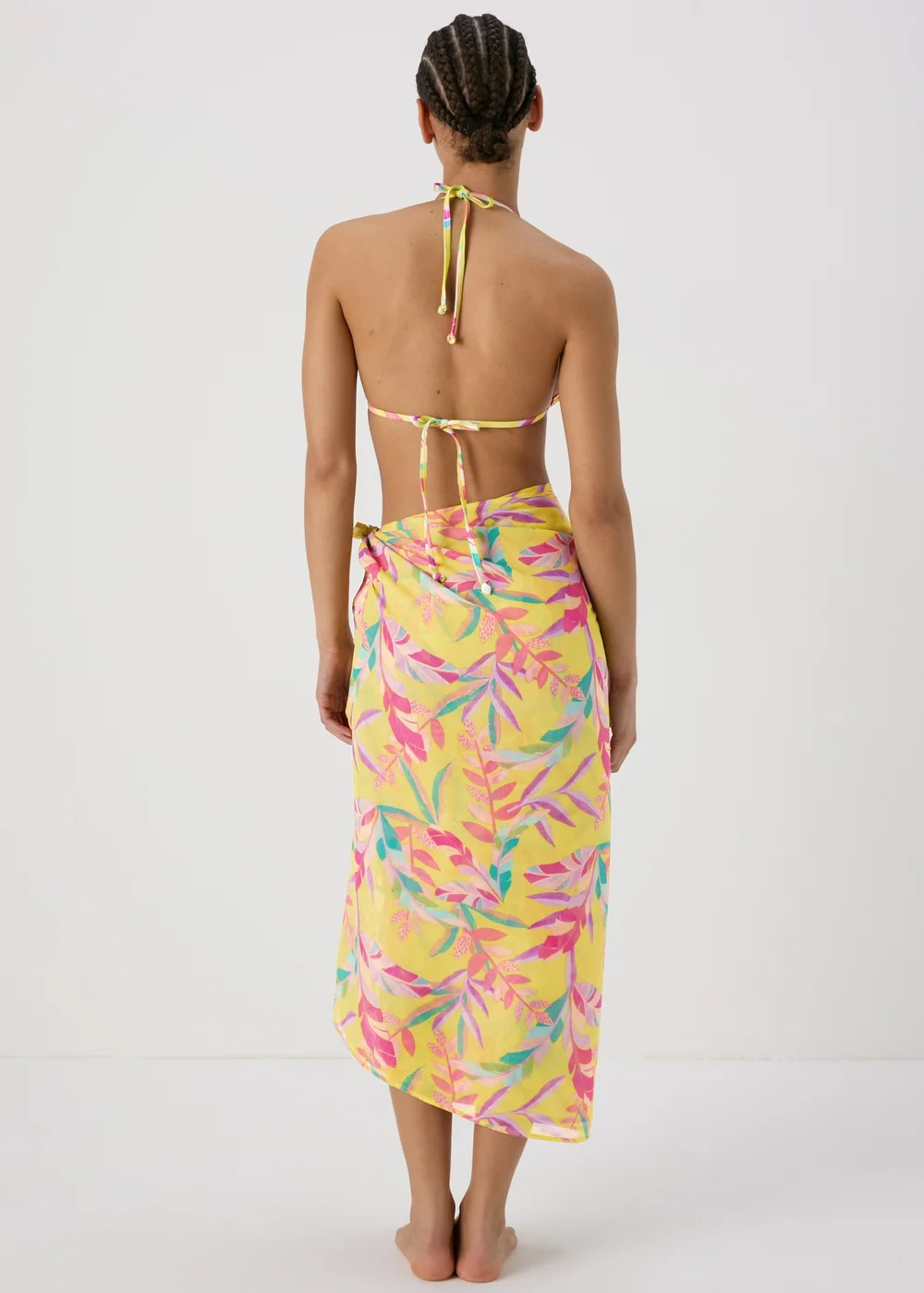 Multicolour Leaf Print Sarong - One Size Image 2