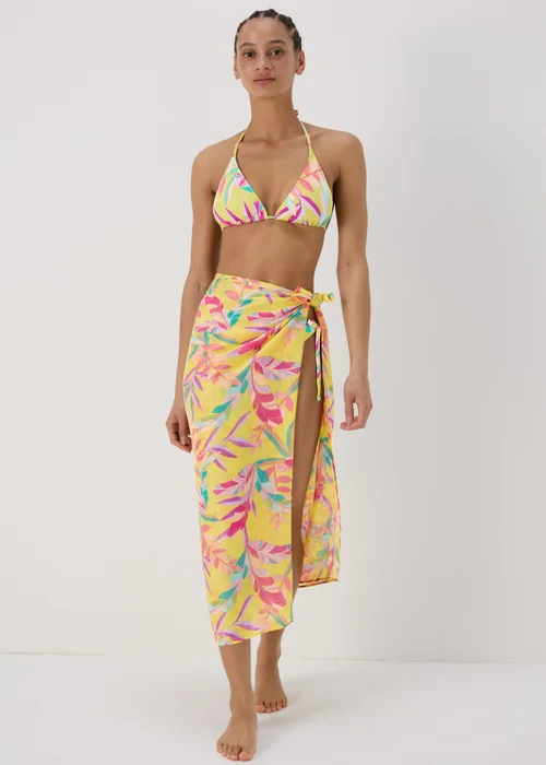 Multicolour Leaf Print Sarong - One Size Image 1