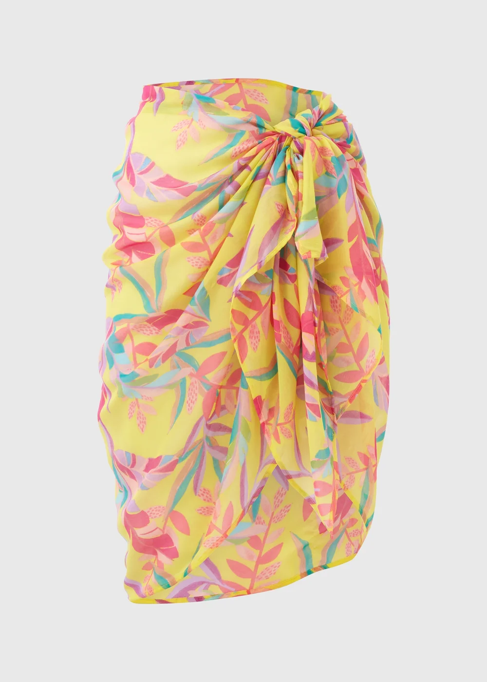 Multicolour Leaf Print Sarong - One Size Image 4