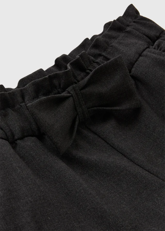 Girls Grey Bow School Shorts (3-13yrs)