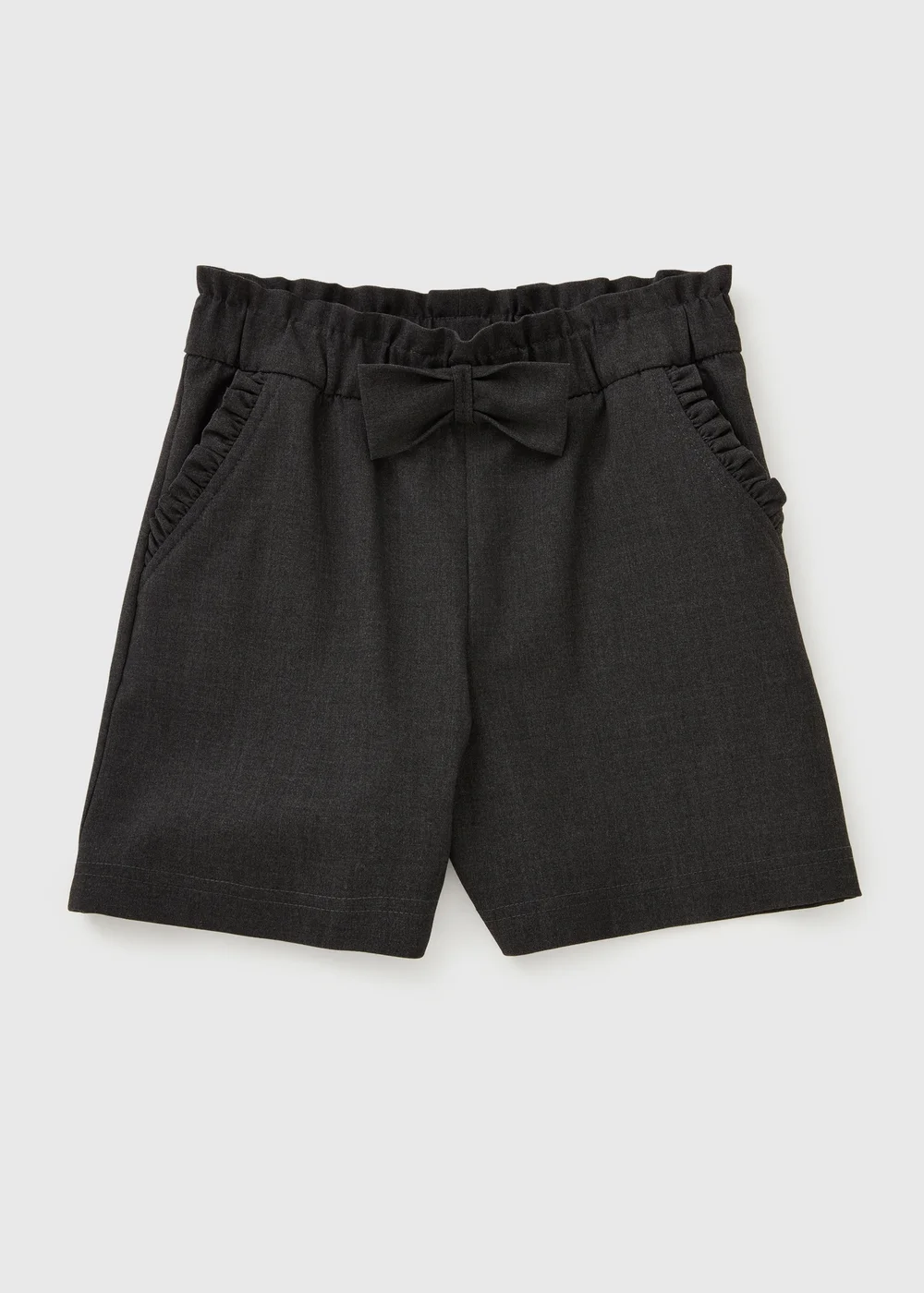 Girls Grey Bow School Shorts (3-13yrs) - 4 Yrs Image 1