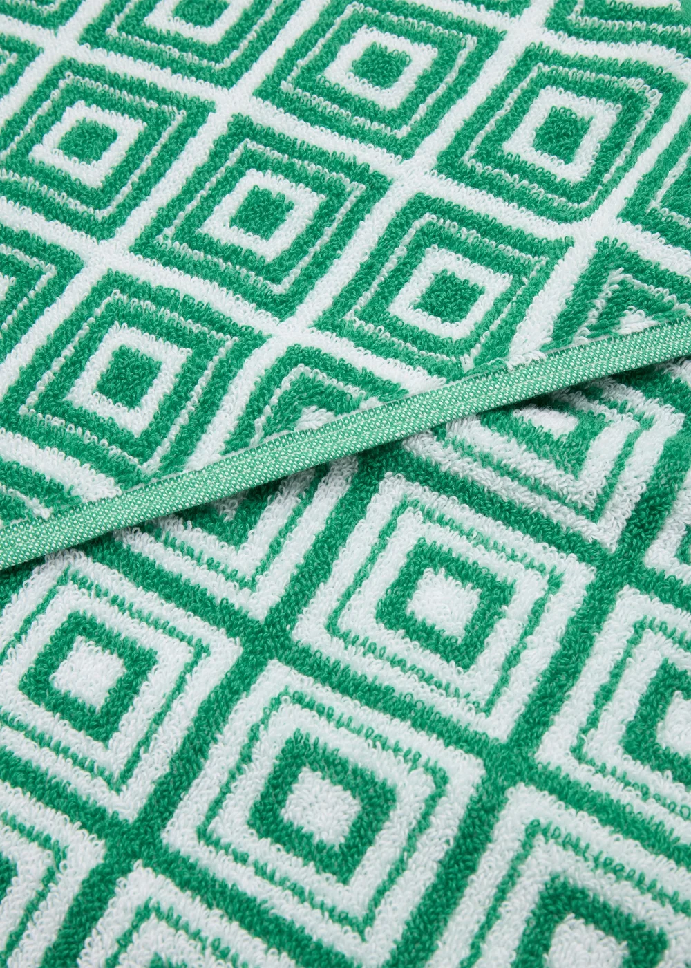 Green Geo Design Jacquard Towel - Bath Towel Image 2