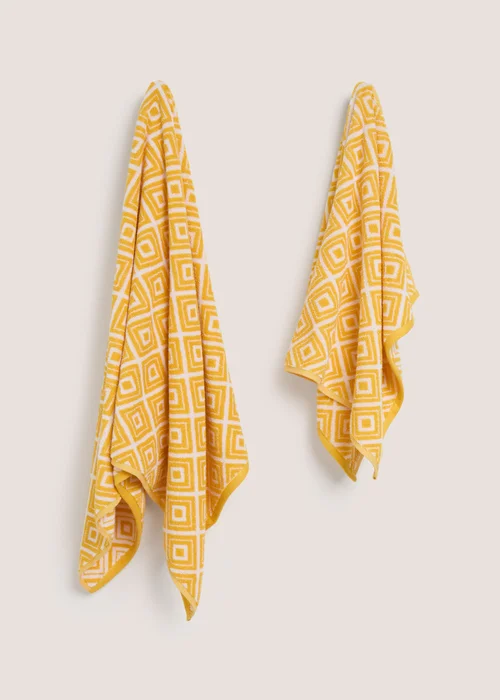 Yellow Geo Design Jacquard Towel - Hand Towel Image 1