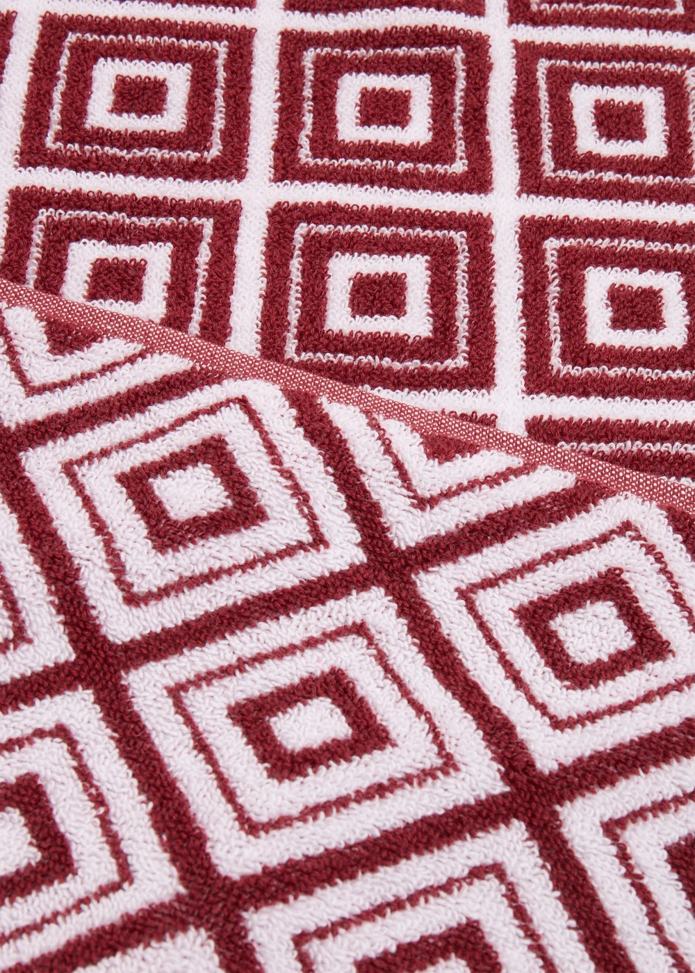 Red Geo Design Jacquard Towel - Hand Towel Image 2