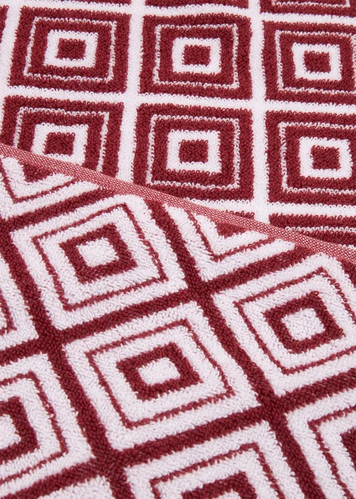Red Geo Design Jacquard Towel - Hand Towel Image 2