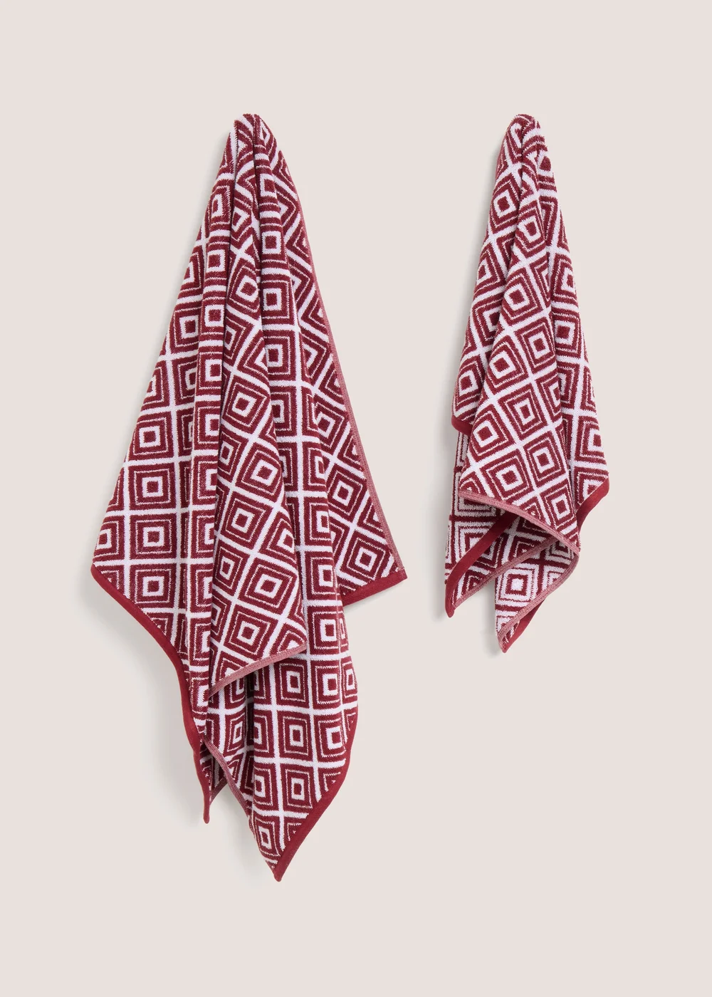 Red Geo Design Jacquard Towel - Hand Towel Image 1